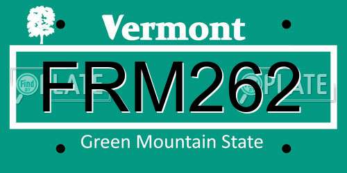 FRM262 Vermont License Plate