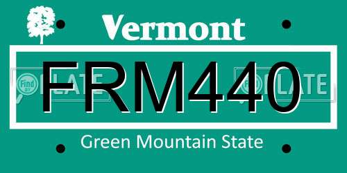 FRM440 Vermont License Plate