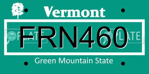 FRN460 Vermont License Plate