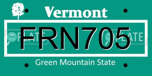FRN705 Vermont License Plate