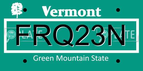 FRQ23N Vermont License Plate