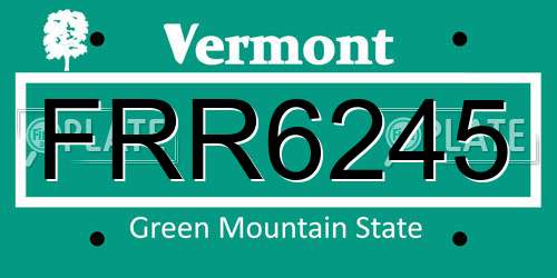 FRR6245 Vermont License Plate