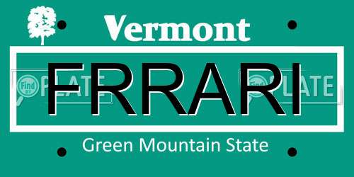 FRRARI Vermont License Plate