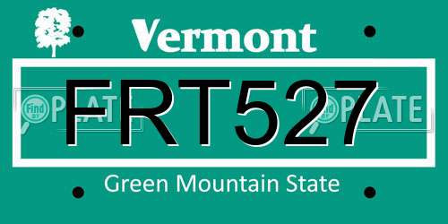 FRT527 Vermont License Plate