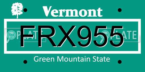 FRX955 Vermont License Plate