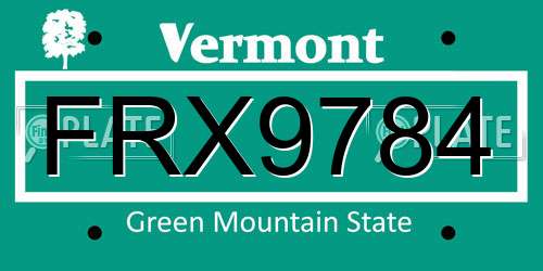FRX9784 Vermont License Plate