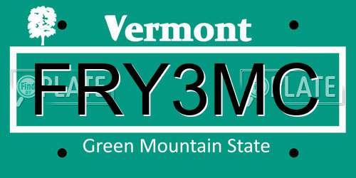 FRY3MC Vermont License Plate