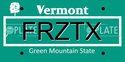 FRZTX Vermont License Plate