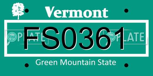 FS0361 Vermont License Plate
