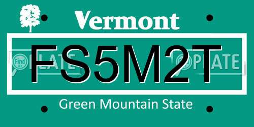 FS5M2T Vermont License Plate