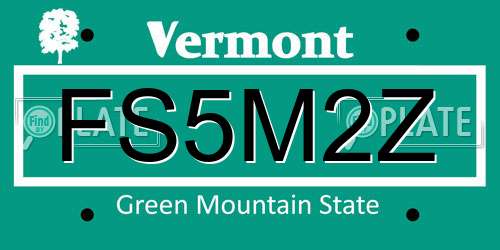 FS5M2Z Vermont License Plate