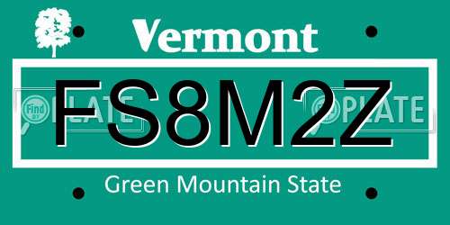 FS8M2Z Vermont License Plate