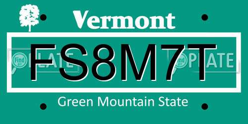 FS8M7T Vermont License Plate