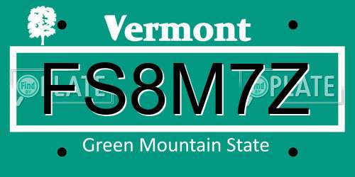 FS8M7Z Vermont License Plate