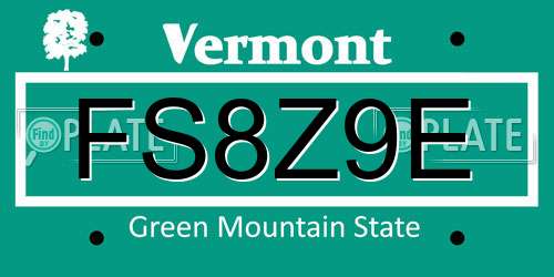 FS8Z9E Vermont License Plate