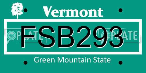 FSB293 Vermont License Plate
