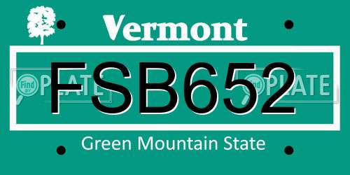 FSB652 Vermont License Plate
