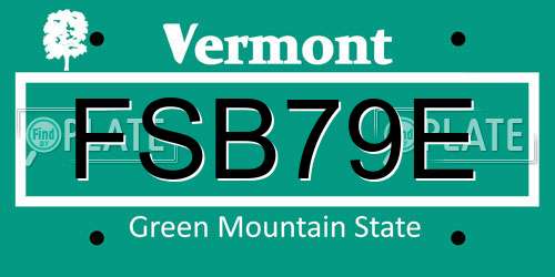 FSB79E Vermont License Plate