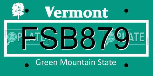 FSB879 Vermont License Plate