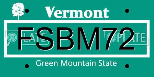 FSBM72 Vermont License Plate