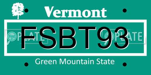 FSBT93 Vermont License Plate