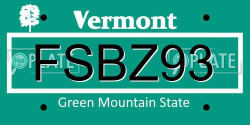 FSBZ93 Vermont License Plate