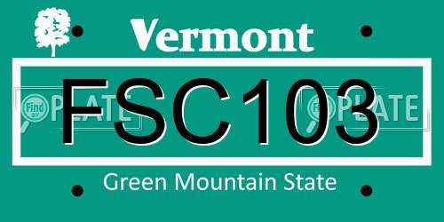 FSC103 Vermont License Plate