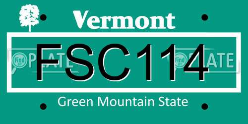 FSC114 Vermont License Plate