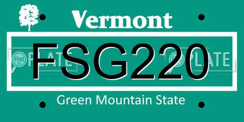 FSG220 Vermont License Plate