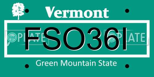 FSO36I Vermont License Plate