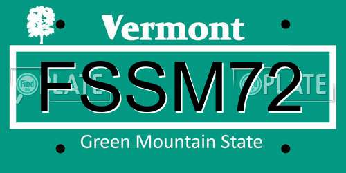 FSSM72 Vermont License Plate