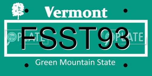 FSST93 Vermont License Plate
