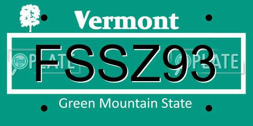 FSSZ93 Vermont License Plate