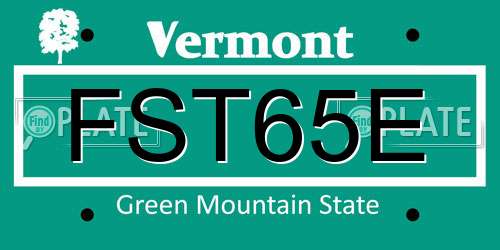 FST65E Vermont License Plate