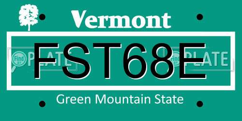 FST68E Vermont License Plate