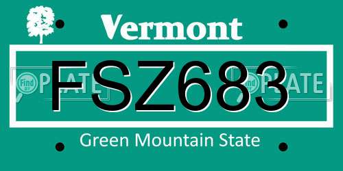 FSZ683 Vermont License Plate