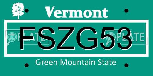 FSZG53 Vermont License Plate