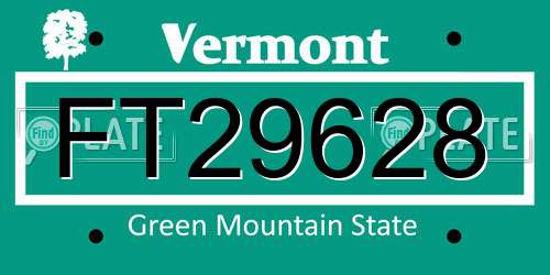FT29628 Vermont License Plate