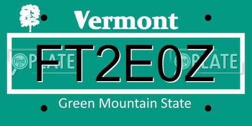 FT2E0Z Vermont License Plate
