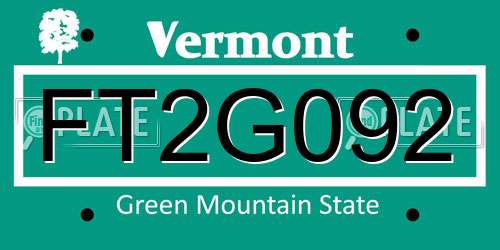 FT2G092 Vermont License Plate