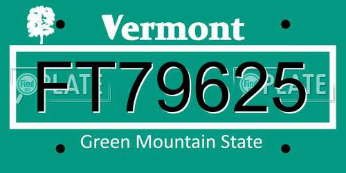 FT79625 Vermont License Plate