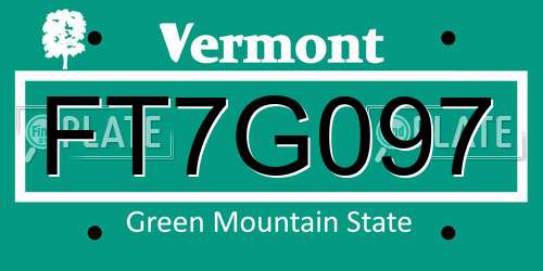 FT7G097 Vermont License Plate