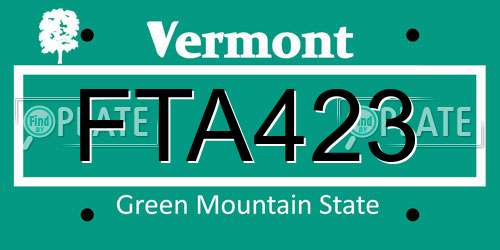 FTA423 Vermont License Plate