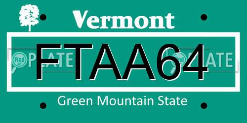 FTAA64 Vermont License Plate