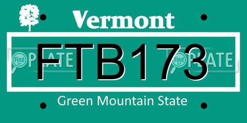 FTB173 Vermont License Plate