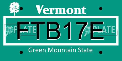 FTB17E Vermont License Plate