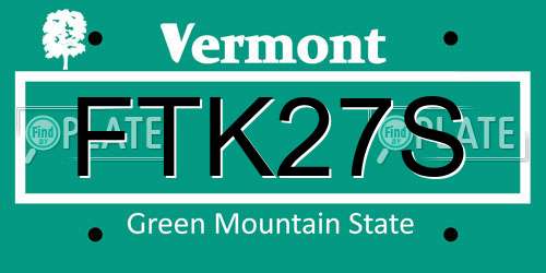 FTK27S Vermont License Plate