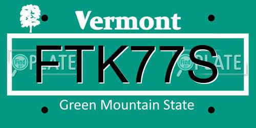 FTK77S Vermont License Plate