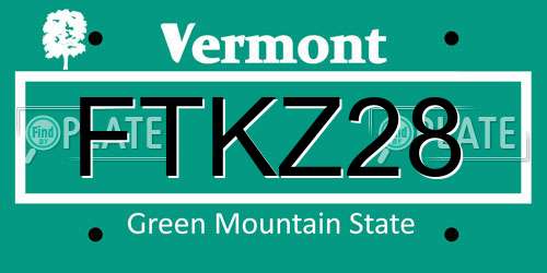 FTKZ28 Vermont License Plate