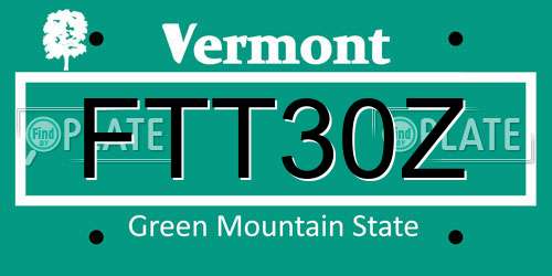 FTT30Z Vermont License Plate